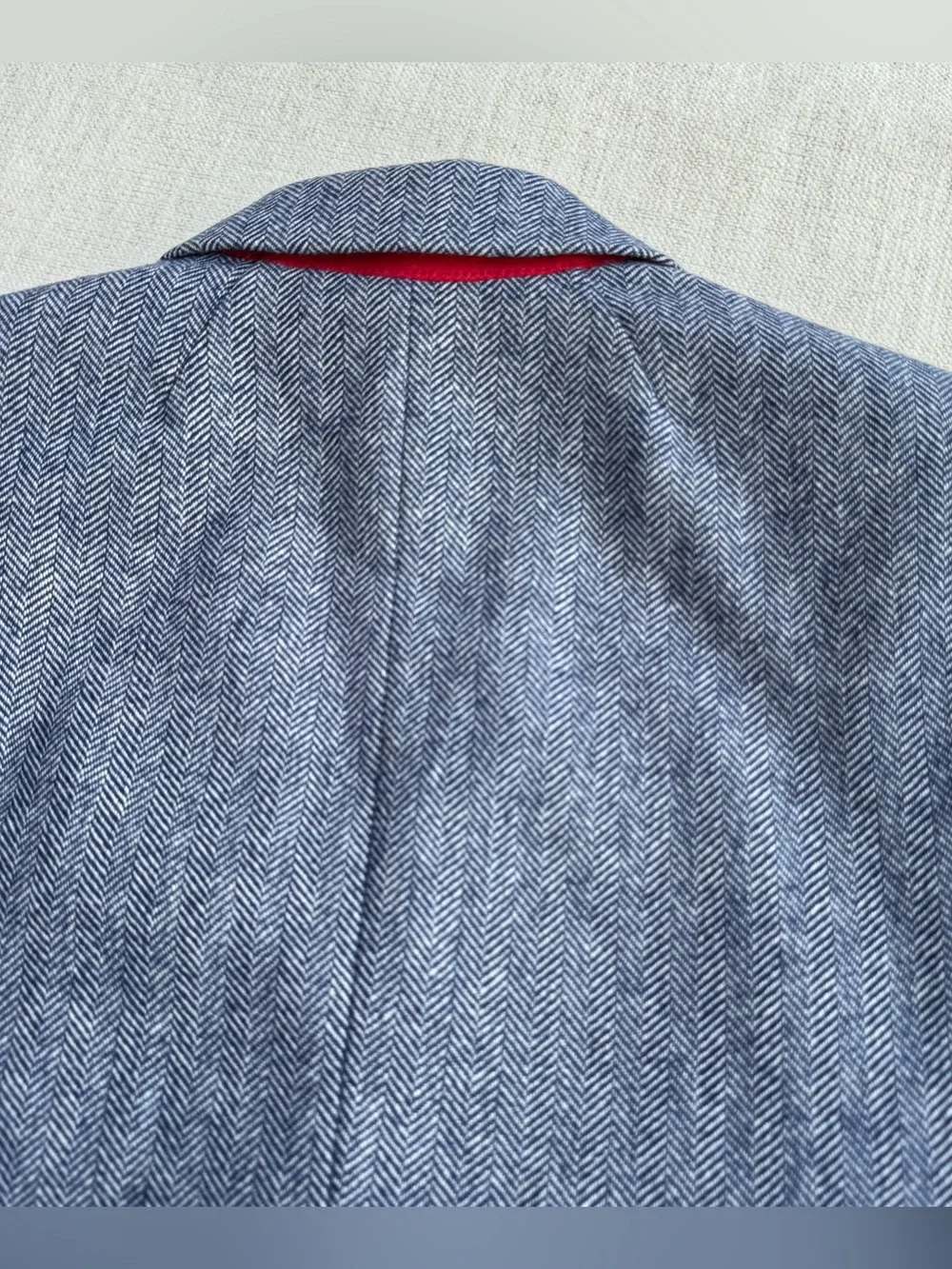 J Crew women's Herringbone wool-blend schoolboy blazer long sleeve size 4 blue